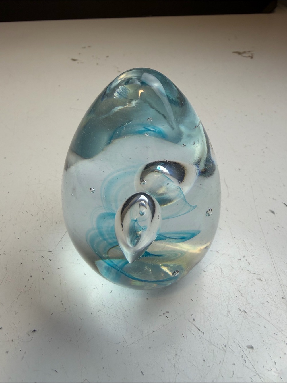 glass paperweight egg shaped